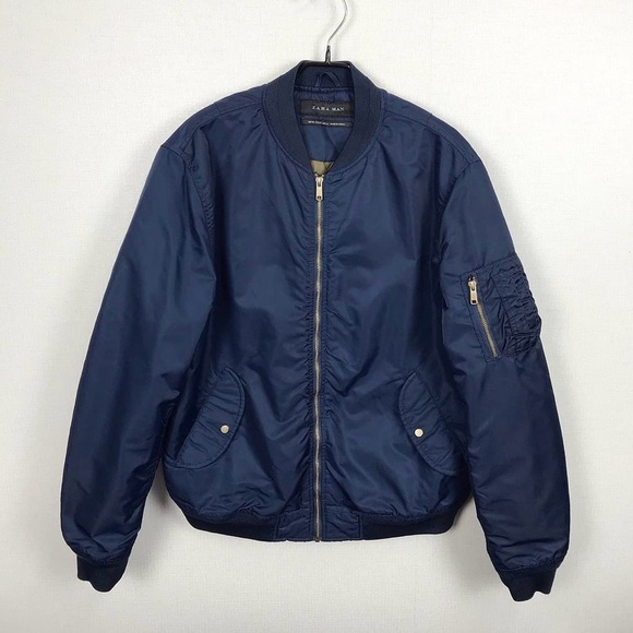 ✨Host pick✨Zara Unisex Dark Blue Bomber Jacket - Picture 2 of 7